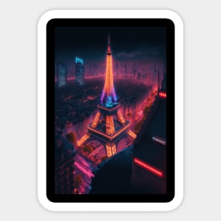 Eiffel Tower Cyberpunk Sticker